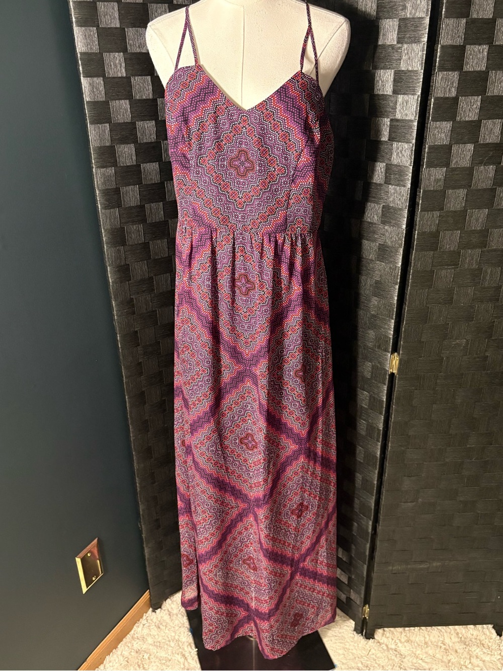 Bisou Bisou by Michele Bohbot geometric print spaghetti strap maxi dress